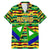 Nevis in Saint Kitts and Nevis Family Matching Mermaid Dress and Hawaiian Shirt Geometric Pattern and Coat of Arms - Wonder Print Shop