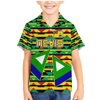 Nevis in Saint Kitts and Nevis Family Matching Mermaid Dress and Hawaiian Shirt Geometric Pattern and Coat of Arms - Wonder Print Shop