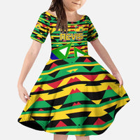 Nevis in Saint Kitts and Nevis Family Matching Tank Maxi Dress and Hawaiian Shirt Geometric Pattern and Coat of Arms - Wonder Print Shop