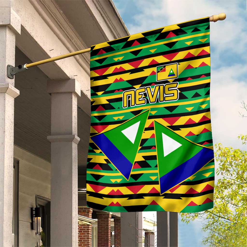 Nevis in Saint Kitts and Nevis Garden Flag Geometric Pattern and Coat of Arms - Wonder Print Shop