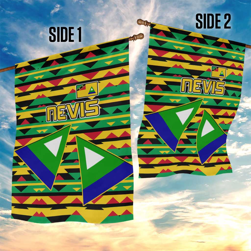 Nevis in Saint Kitts and Nevis Garden Flag Geometric Pattern and Coat of Arms - Wonder Print Shop