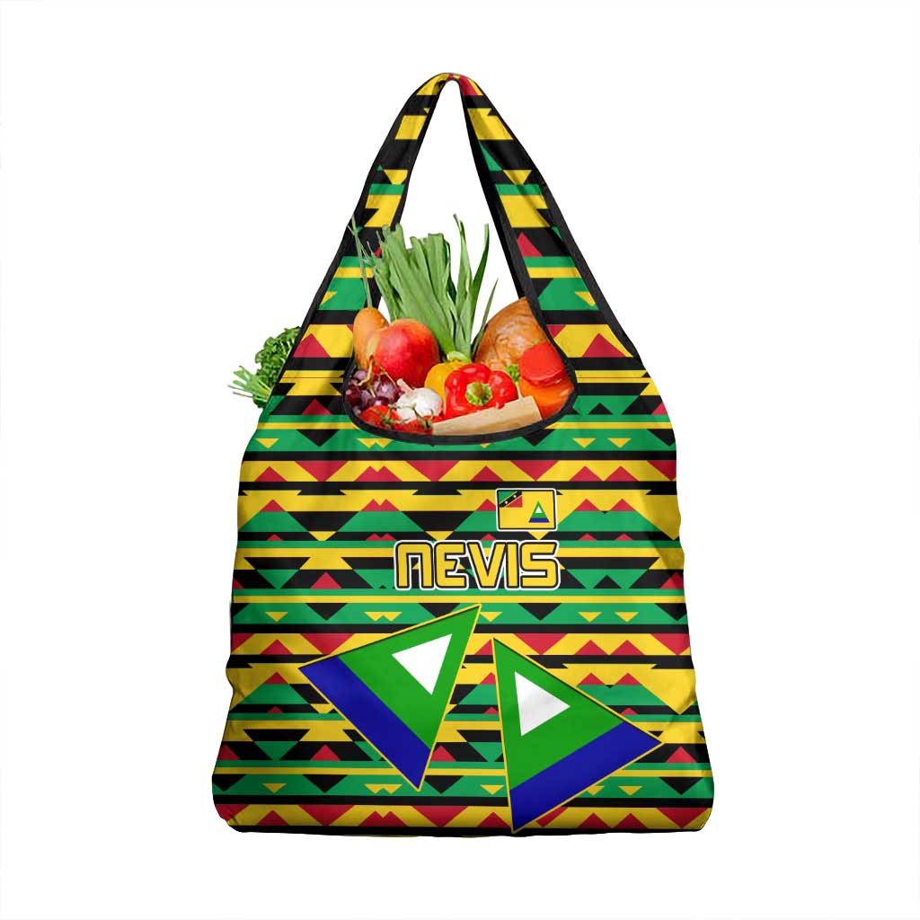 Nevis in Saint Kitts and Nevis Grocery Bag Geometric Pattern and Coat of Arms - Wonder Print Shop