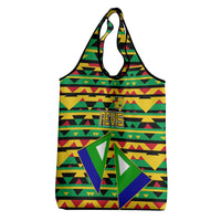 Nevis in Saint Kitts and Nevis Grocery Bag Geometric Pattern and Coat of Arms - Wonder Print Shop