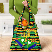 Nevis in Saint Kitts and Nevis Grocery Bag Geometric Pattern and Coat of Arms - Wonder Print Shop