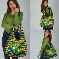 Nevis in Saint Kitts and Nevis Grocery Bag Geometric Pattern and Coat of Arms - Wonder Print Shop