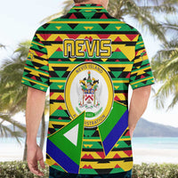 Nevis in Saint Kitts and Nevis Hawaiian Shirt Geometric Pattern and Coat of Arms - Wonder Print Shop