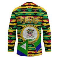Nevis in Saint Kitts and Nevis Hockey Jersey Geometric Pattern and Coat of Arms - Wonder Print Shop