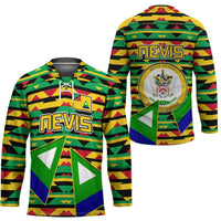 Nevis in Saint Kitts and Nevis Hockey Jersey Geometric Pattern and Coat of Arms - Wonder Print Shop