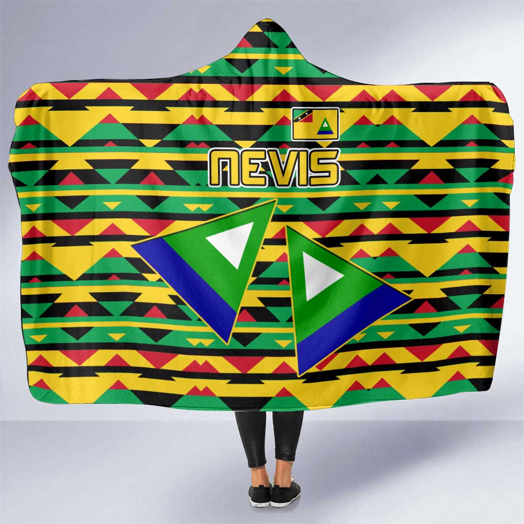 Nevis in Saint Kitts and Nevis Hooded Blanket Geometric Pattern and Coat of Arms - Wonder Print Shop