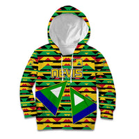 Nevis in Saint Kitts and Nevis Kid Hoodie Geometric Pattern and Coat of Arms - Wonder Print Shop