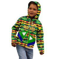 Nevis in Saint Kitts and Nevis Kid Hoodie Geometric Pattern and Coat of Arms - Wonder Print Shop