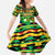 Nevis in Saint Kitts and Nevis Kid Short Sleeve Dress Geometric Pattern and Coat of Arms - Wonder Print Shop