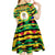 Nevis in Saint Kitts and Nevis Kid Short Sleeve Dress Geometric Pattern and Coat of Arms - Wonder Print Shop