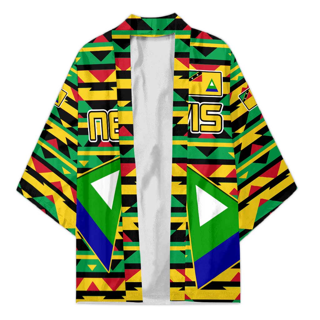 Nevis in Saint Kitts and Nevis Kimono Geometric Pattern and Coat of Arms - Wonder Print Shop