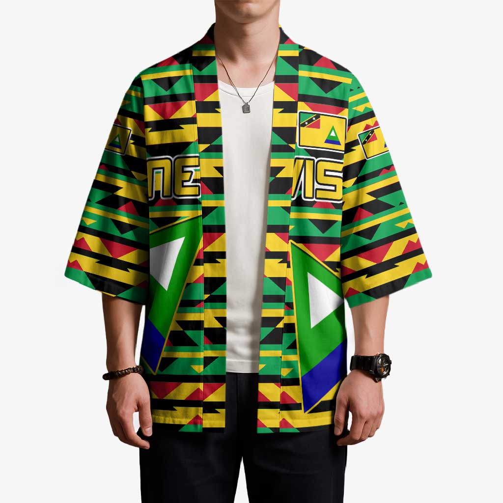 Nevis in Saint Kitts and Nevis Kimono Geometric Pattern and Coat of Arms - Wonder Print Shop