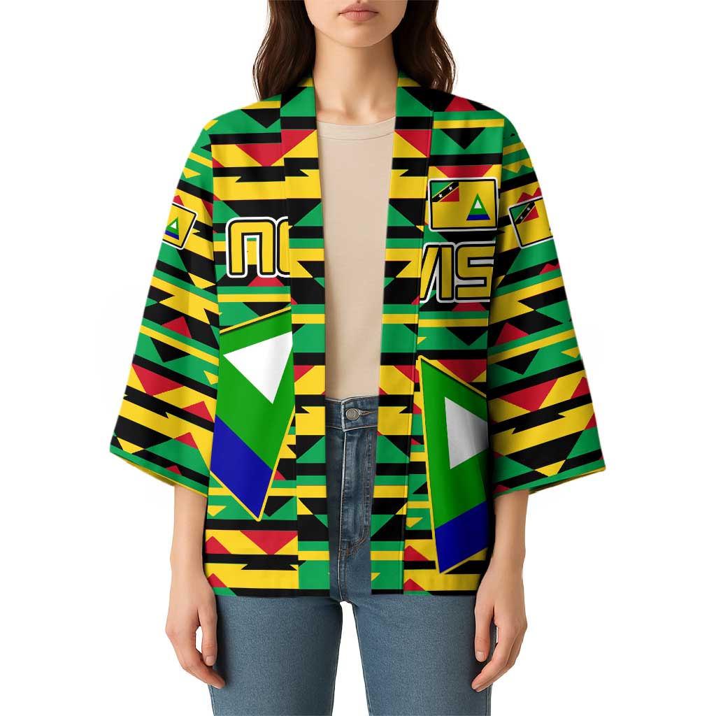 Nevis in Saint Kitts and Nevis Kimono Geometric Pattern and Coat of Arms - Wonder Print Shop
