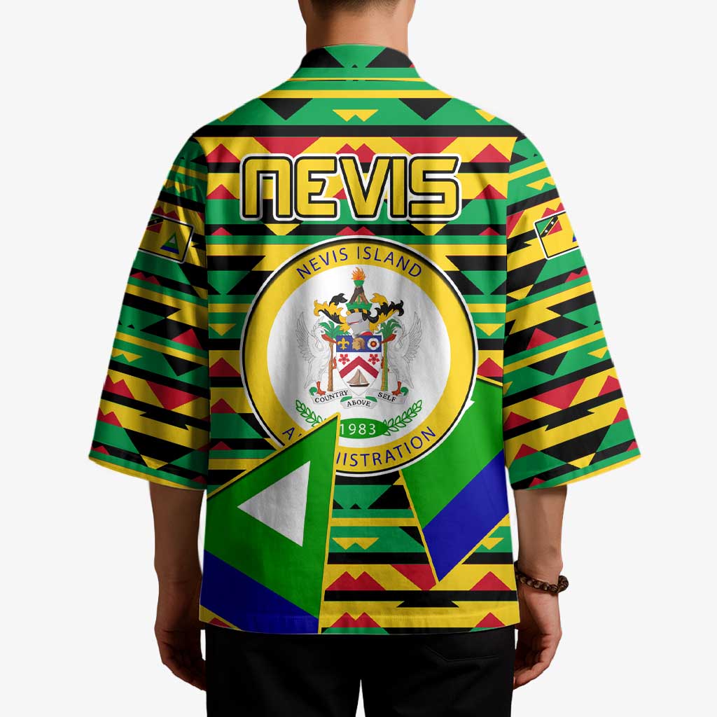 Nevis in Saint Kitts and Nevis Kimono Geometric Pattern and Coat of Arms - Wonder Print Shop
