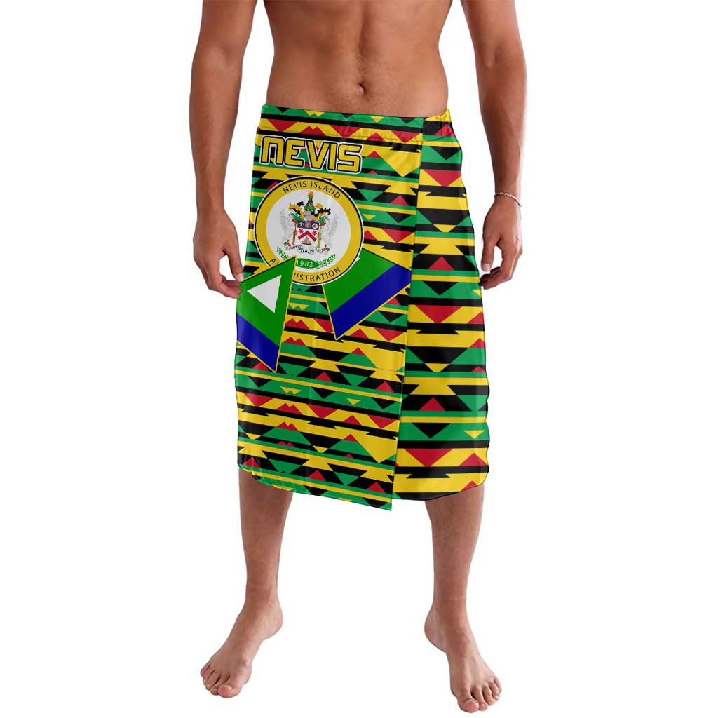 Nevis in Saint Kitts and Nevis Lavalava Geometric Pattern and Coat of Arms - Wonder Print Shop