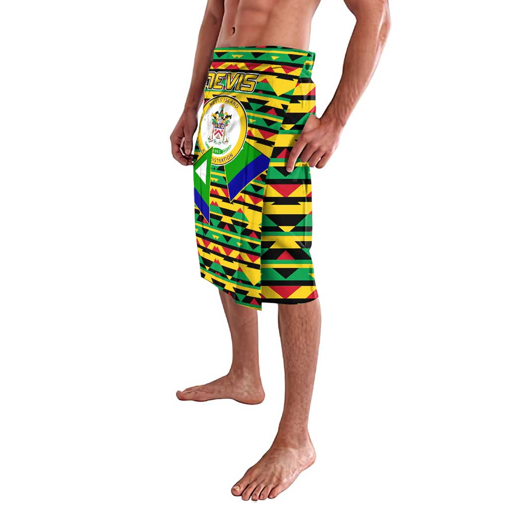 Nevis in Saint Kitts and Nevis Lavalava Geometric Pattern and Coat of Arms - Wonder Print Shop