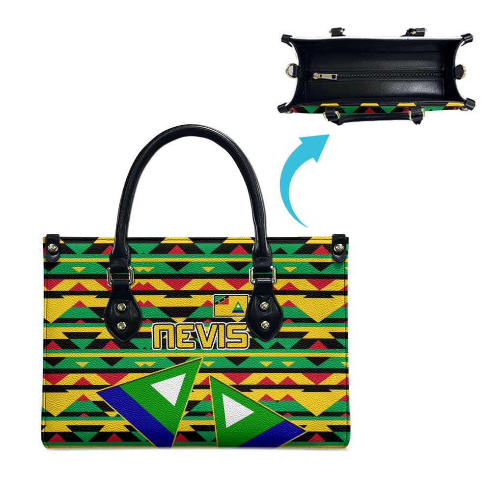 Nevis in Saint Kitts and Nevis Leather Bag Geometric Pattern and Coat of Arms - Wonder Print Shop