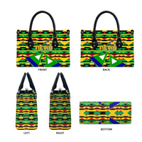 Nevis in Saint Kitts and Nevis Leather Bag Geometric Pattern and Coat of Arms - Wonder Print Shop
