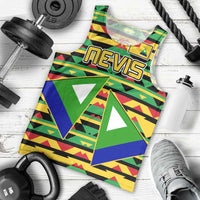 Nevis in Saint Kitts and Nevis Men Tank Top Geometric Pattern and Coat of Arms - Wonder Print Shop