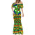 Nevis in Saint Kitts and Nevis Mermaid Dress Geometric Pattern and Coat of Arms - Wonder Print Shop