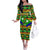 Nevis in Saint Kitts and Nevis Off The Shoulder Long Sleeve Dress Geometric Pattern and Coat of Arms - Wonder Print Shop