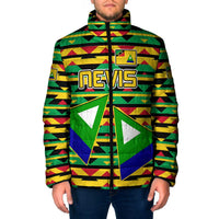 Nevis in Saint Kitts and Nevis Padded Jacket Geometric Pattern and Coat of Arms - Wonder Print Shop