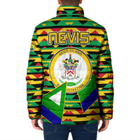 Nevis in Saint Kitts and Nevis Padded Jacket Geometric Pattern and Coat of Arms - Wonder Print Shop