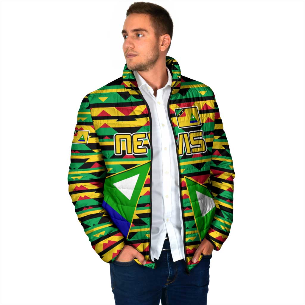 Nevis in Saint Kitts and Nevis Padded Jacket Geometric Pattern and Coat of Arms - Wonder Print Shop
