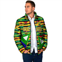 Nevis in Saint Kitts and Nevis Padded Jacket Geometric Pattern and Coat of Arms - Wonder Print Shop