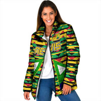 Nevis in Saint Kitts and Nevis Padded Jacket Geometric Pattern and Coat of Arms - Wonder Print Shop