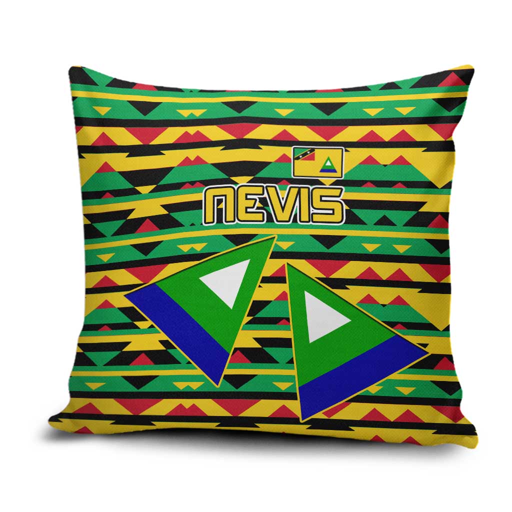 Nevis in Saint Kitts and Nevis Pillow Cover Geometric Pattern and Coat of Arms - Wonder Print Shop