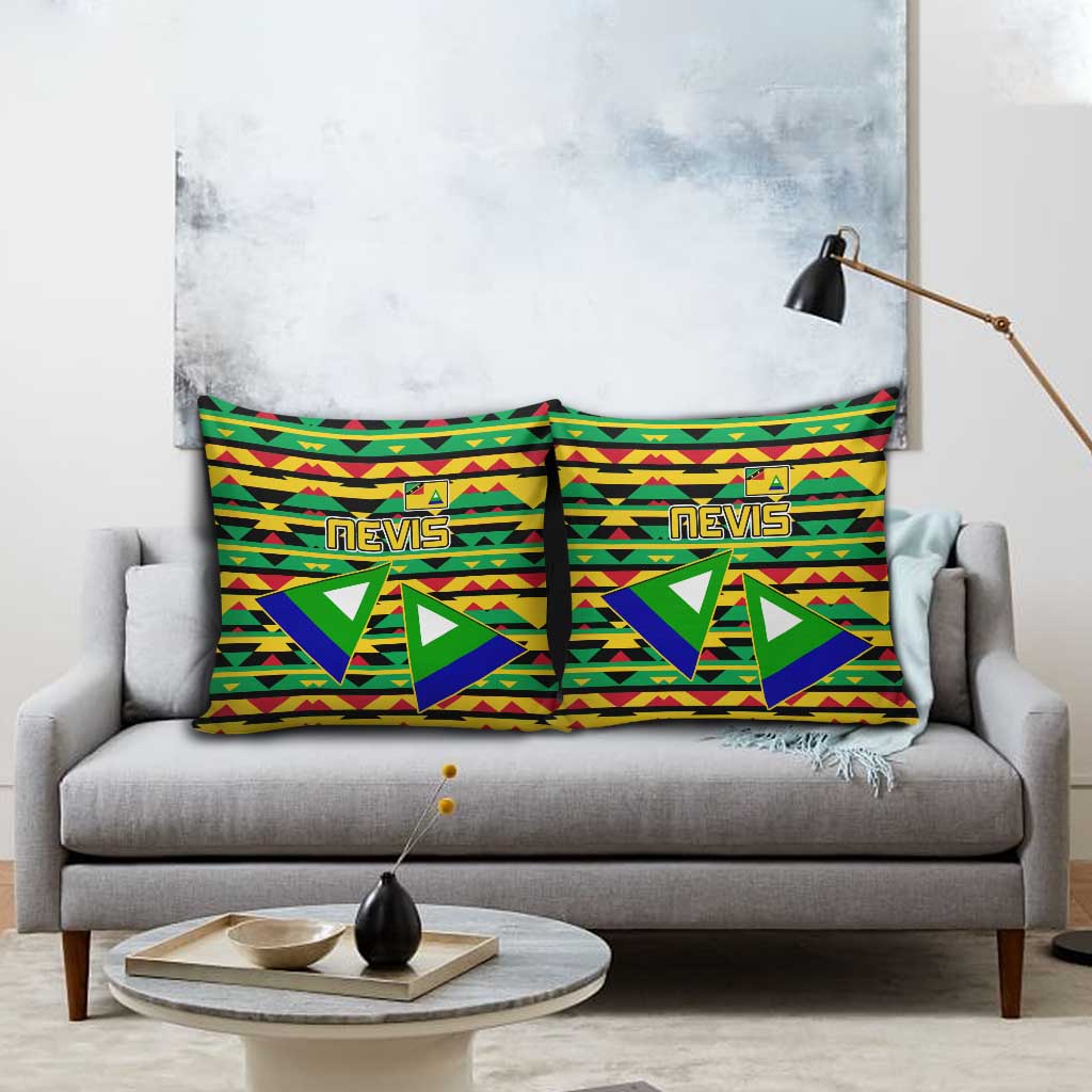 Nevis in Saint Kitts and Nevis Pillow Cover Geometric Pattern and Coat of Arms - Wonder Print Shop