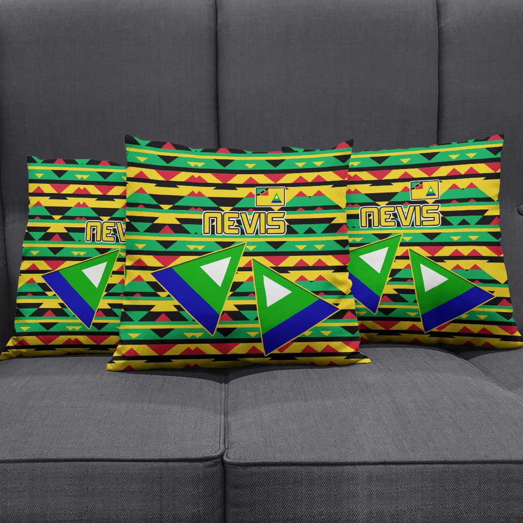 Nevis in Saint Kitts and Nevis Pillow Cover Geometric Pattern and Coat of Arms - Wonder Print Shop