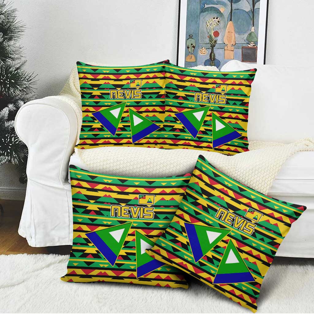 Nevis in Saint Kitts and Nevis Pillow Cover Geometric Pattern and Coat of Arms - Wonder Print Shop