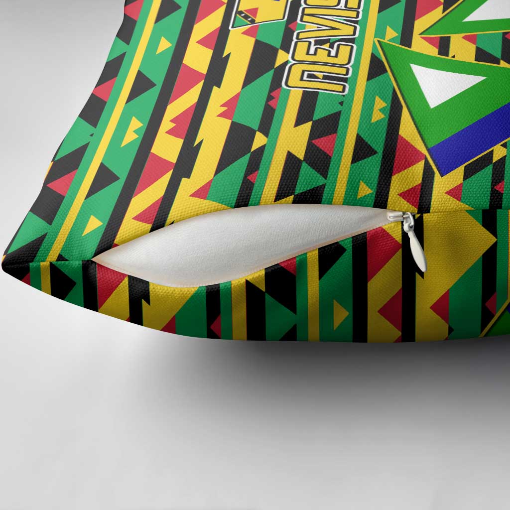 Nevis in Saint Kitts and Nevis Pillow Cover Geometric Pattern and Coat of Arms - Wonder Print Shop