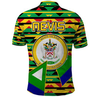 Nevis in Saint Kitts and Nevis Polo Shirt Geometric Pattern and Coat of Arms - Wonder Print Shop
