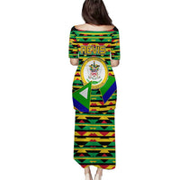 Nevis in Saint Kitts and Nevis Puletasi Geometric Pattern and Coat of Arms - Wonder Print Shop