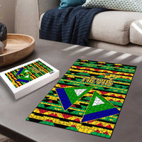 Nevis in Saint Kitts and Nevis Puzzle Geometric Pattern and Coat of Arms - Wonder Print Shop