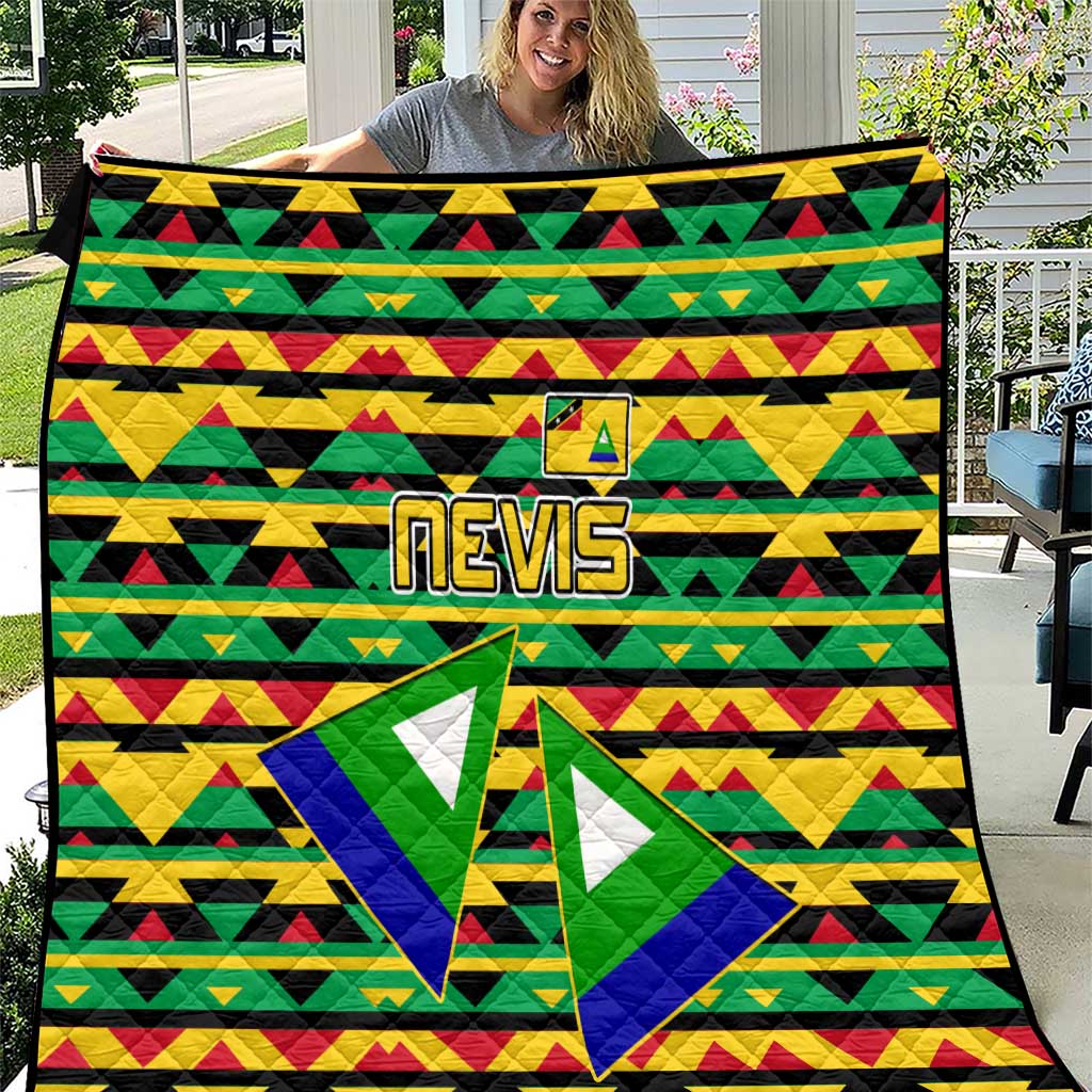Nevis in Saint Kitts and Nevis Quilt Geometric Pattern and Coat of Arms - Wonder Print Shop
