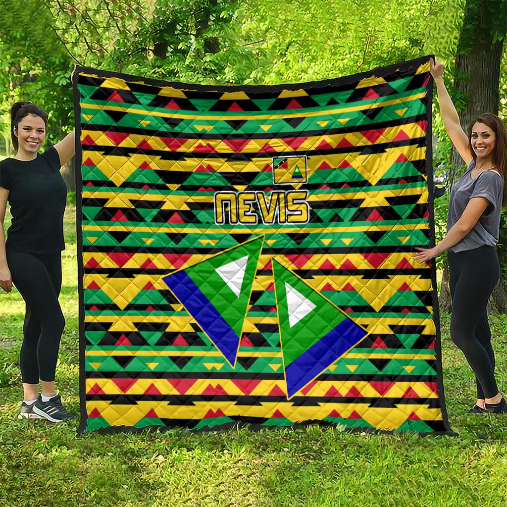 Nevis in Saint Kitts and Nevis Quilt Geometric Pattern and Coat of Arms - Wonder Print Shop