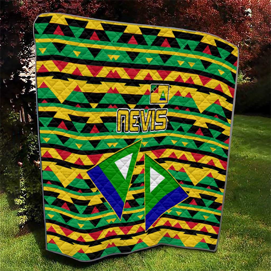 Nevis in Saint Kitts and Nevis Quilt Geometric Pattern and Coat of Arms - Wonder Print Shop
