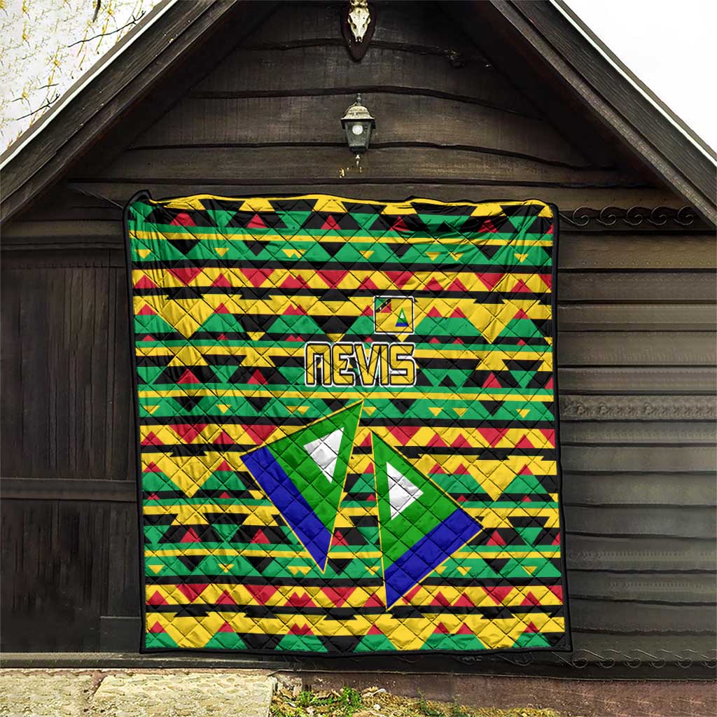 Nevis in Saint Kitts and Nevis Quilt Geometric Pattern and Coat of Arms - Wonder Print Shop