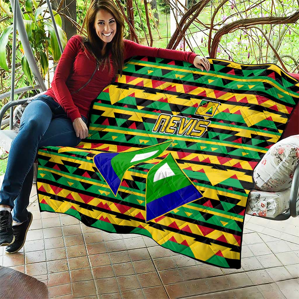 Nevis in Saint Kitts and Nevis Quilt Geometric Pattern and Coat of Arms - Wonder Print Shop