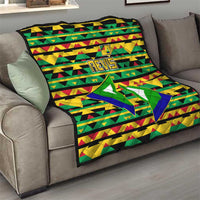 Nevis in Saint Kitts and Nevis Quilt Geometric Pattern and Coat of Arms - Wonder Print Shop