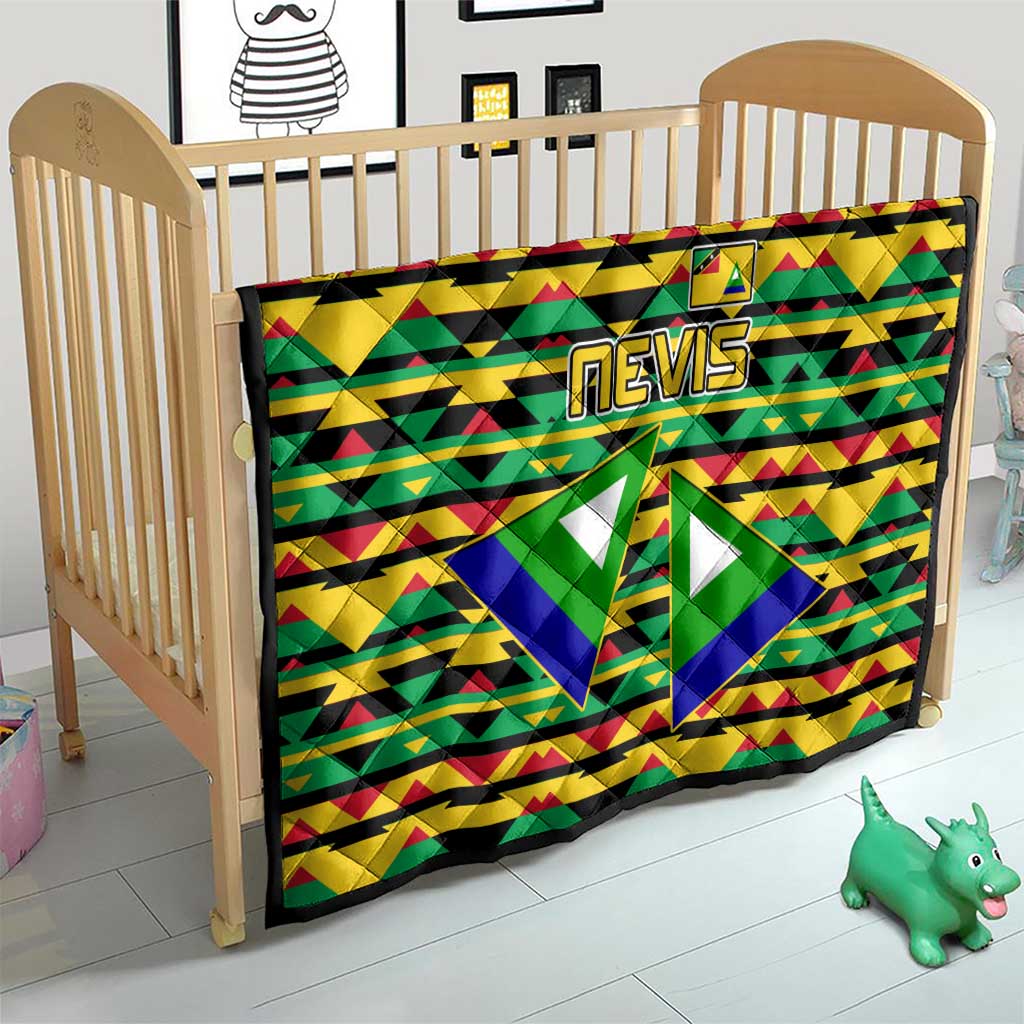 Nevis in Saint Kitts and Nevis Quilt Geometric Pattern and Coat of Arms - Wonder Print Shop