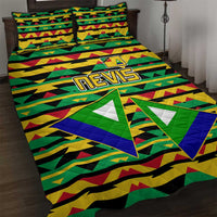 Nevis in Saint Kitts and Nevis Quilt Bed Set Geometric Pattern and Coat of Arms - Wonder Print Shop