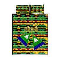Nevis in Saint Kitts and Nevis Quilt Bed Set Geometric Pattern and Coat of Arms - Wonder Print Shop